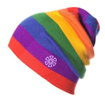 RK-HYTQWR Women Men Winter Knitted Snow Ski Beanie Hat Rainbow Striped Baggy Slouchy Cap,Hip Hop Pile Hat,Rainbow
