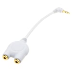 3.5mm Right Angle Stereo Jack Headphone Splitter Cable White Lead GOLD
