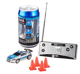 Revell Control 23559 Mini Remote Control Car Police, With 27 MHz Control, In a Can Container, Includes Traffic Cones, 8cm in length