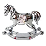 Crystocraft Baby Girl Pink Rocking Horse Crystal Ornament With Swarovski Elements Gift Boxed Pink Crystals Silver Chrome Plated Child Christening Perfect Keepsake Collectors Gift Figurine