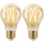 WiZ A60 glödtråd LED E27 2000K - 5000K 640 lumen 2-pack