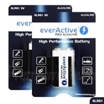 2 x everActive 9V batteries PRO Alkaline 9LR61 E-Block 6LF22 Pack GREAT VALUE