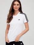adidas Sportswear Essentials Slim 3-stripes T-shirt - White/Black, White/Black, Size Xs, Women