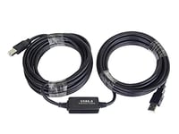 PremiumCord Câble de Connexion USB Actif avec répéteur 15 m, USB A mâle vers B mâle, câble USB 2.0 Haute Vitesse, 2 x blindés, AWG20/28, Couleur Noire, Longueur 15 m