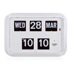 RuiXia German Quartz Calendar Retro Modern Wall Flip Clock QD 35 (White)