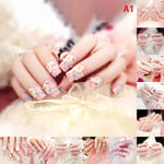 Fake Nails With Glue Wedding Bride Full Nail Tips Middle-long Fr B21