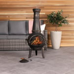 120cm Extra-Large Open Bowl Mesh Cast Iron Chiminea Patio Heater Black