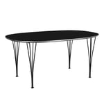 Fritz Hansen - B616 Superellips, 100x170 cm, Laminat, Svart, Svart pulverlack - Matbord - Arne Jacobsen,Bruno Mathsson,Piet Hein - Svart - Metall/Trä