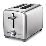 BELLA Stainless Steel 2 Slice Toaster with Extra Wide Slots and Removable Crumb Tray, 6 Browning Options, Auto Shut Off and Reheat Function, Toast Bread, Bagel and Waffle
