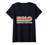 Womens JASON Surname Retro Vintage 80s 90s Birthday Reunion V-Neck T-Shirt