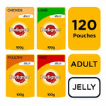 120 X 100g Pedigree Adult Wet Dog Food Pouches Mixed Selection In Jelly