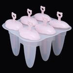 (Light Pink)6Grid Ice Cream Mold Home Made NonStick Silicone Ice Mould For UK