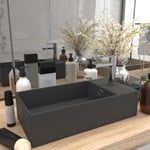 vidaXL håndvask med overløb til badeværelse keramik mørkegrå