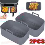 2 st Silikon Gryta BBQ Tallrik Passar för NINJA Air Fryer grey