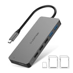 LENTION USB C Hub with 3-Slot SD 3.0 Card Reader, 3 USB 3.0+2 USB 2.0, 4K HDMI, Type C Data/Charging Adapter Compatible 2020-2016 MacBook Pro, New Mac Air/Surface, Chromebook, etc (C19, Space Gray)