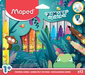 Maped Jungle Fever, Bold, 12 Färger, Rundad Spets, Multifärg