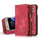 CASEME Samsung Galaxy S7 Retro läder plånboksfodral - Röd