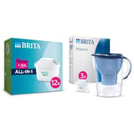 BRITA Pack de 12 cartouches filtrantes MAXTRA PRO All-in-1 - Nouveau MAXTRA + & Carafe filtrante Marella bleu (2,4L) inclus 3 cartouches filtrantes MAXTRA PRO All-in-1