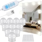 LED-spegelbelysning med 10 justerbara lampor