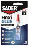 Sader Maxiglue Gel – Super Glue Universelle – Tous Matériaux – Colle de Réparation à Prise Rapide – Colle Extra Forte – Transparente – Tube de 3 g