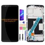 SRJTEK Compatible for Oneplus 5T LCD Display Replacement Parts for One Plus A5010 Touch Screen Sensor Digitizer Fully Assmebly with Kits (Original,Black With Frame)