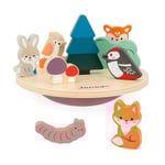 Janod - Jeu d'Équilibre en Bois FSC - Thème Écosystème - 12 Figurines en Bois + 2 Socles - Jeu d'Éveil et Premier Age - Partenariat WWF - Dès 24 Mois, J08642