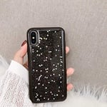 YSIMEE Compatible with Cases iPhone X XS Glitter Bling Sparkly Slim Fit Soft TPU Flexible Silicone Cover Shell Skin Anti-Scratch Shock Absorption Crystal Clear Transparent Gel Back Case,Star Black