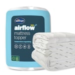 Silentnight Airflow Double Mattress Topper - Mattress Enhancer Pad with 5cm Thick Cushioning, Airflow Technology to Reinvent Your Mattress and Elasticated Straps - Double - 190x135cm