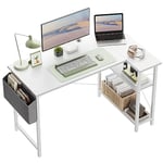 CubiCubi Bureau d'ordinateur de 100 cm avec compartiments de rangement, petit bureau d'angle en forme de L, avec étagères, réversible, avec bibliothèque, blanc 2