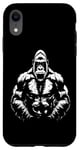 Coque pour iPhone XR Silhouette de gorille à dos argenté Buff Alpha