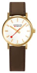 Mondaine MSE.30112.LG Evo2 Gold 30mm | Brown Leather Strap Watch