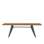 Vitra - EM Table 180, Base Prouvé Bleu Dynastie - Natural Solid Oak - Matbord