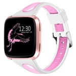 Fitbit Versa two-tone waterproof silicone watch band - White / Pink