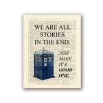 GKMM Dr Who Classic TV Show Poster Prints Tardis We Are All Stories In The End Dictionary Page Art Canvas Painting Picture Home Decor 20x28inch No Frame