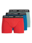 JACK & JONES Men's JACNICO Solid Trunks 3 Pack Boxer Shorts, Pompeian Red/Pack: Blue Lolite-Trellis, S