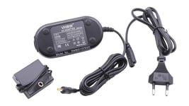 vhbw Chargeur adaptateur, bloc d'alimentation compatible avec Panasonic Lumix DMC-GX80H, DMC-GX80K appareil photo, caméra vidéo - 2m + coupleur DC