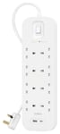 Belkin 8 Socket 2m USB A & C Surge Protected Extension Lead