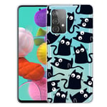 Samsung Galaxy A32 5G - Gummi cover - Printet Design - Sorte katte