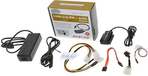 PremiumCord Adaptateur USB 2.0 IDE + SATA avec câble et Bloc d'alimentation