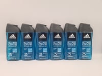 Adidas Ice Dive Shower Gel for Men Body Wash Sport Body Shampoo 6 Packs Of 250ml