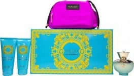 Versace Pour Femme Dylan Turquoise Gift Set 100ml EDT + 100ml Shower Gel + 100ml Body Lotion + Pink Bag