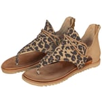Women's Posh Gladiator Animal & Leopard Print Sandals Comfy Vintage Summer Flip Flop Flat Sandals with Back Zipper