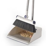 Beldray LA030216FEU7 Deep Clean Long Handle Dustpan and Brush Set - Multi Surface Floor Sweeper, Integrated Broom Comb and Swivel Head, Scratch-Free Soft Bristles, for All Hard Floors