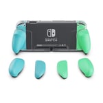 Skull & Co. GripCase Crystal: A Dockable Transparent Protective Cover Case with Replaceable Grips [to fit All Hands Sizes] for Nintendo Switch [No Carrying Case] - Animal Crossing