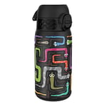 Ion8 Insulated Steel Water Bottle, 320 ml/11 oz, Leak Proof, Easy to Open, Secure Lock, Dishwasher Safe, Carry Handle, Flip Cover, Metal Water Bottle, Raised Print, Stainless Steel, Snakes Design