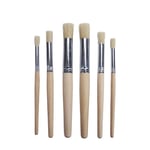 Artibetter 6pcs/Set Chalk and Wax Paint Brush Set Wooden Handle Natural Bristle Round Paint Brushes Tool for Acrylic Watercolor Oil Painting