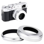 JJC Lens Hood with Adapter Ring for Fujifilm Fuji X100V X100 X100S X100T X100F Cameras, Replaces Fujifilm LH-X100 and AR-X100 adapter ring - compatible with 49mm filters & Original Lens Cap - Silver