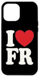 Coque pour iPhone 12 Pro Max J'aime FR I Heart FR Initiales Hearts Art F.R