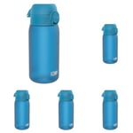 Ion8 Kids Water Bottle, 350 ml/12 oz, Leak Proof, Easy to Open, Secure Lock, Dishwasher Safe, BPA Free, Carry Handle, Hygienic Flip Cover, Easy Clean, Odour Free, Carbon Neutral, Blue (Pack of 5)
