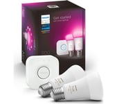 PHILIPS HUE White & Colour Ambiance Starter Kit with Twin Pack LED Smart Bulb & Bridge - E27